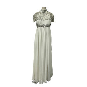Jenny Packham Embellished High Neck Cap Sleeve Wedding Gown Dress White